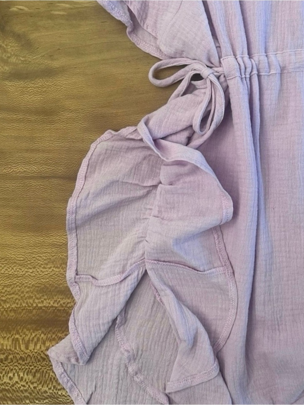 Umgee Lilac Ruffle Tie-Waist Mini Dress | Size: Small NWT - Picture 6 of 11